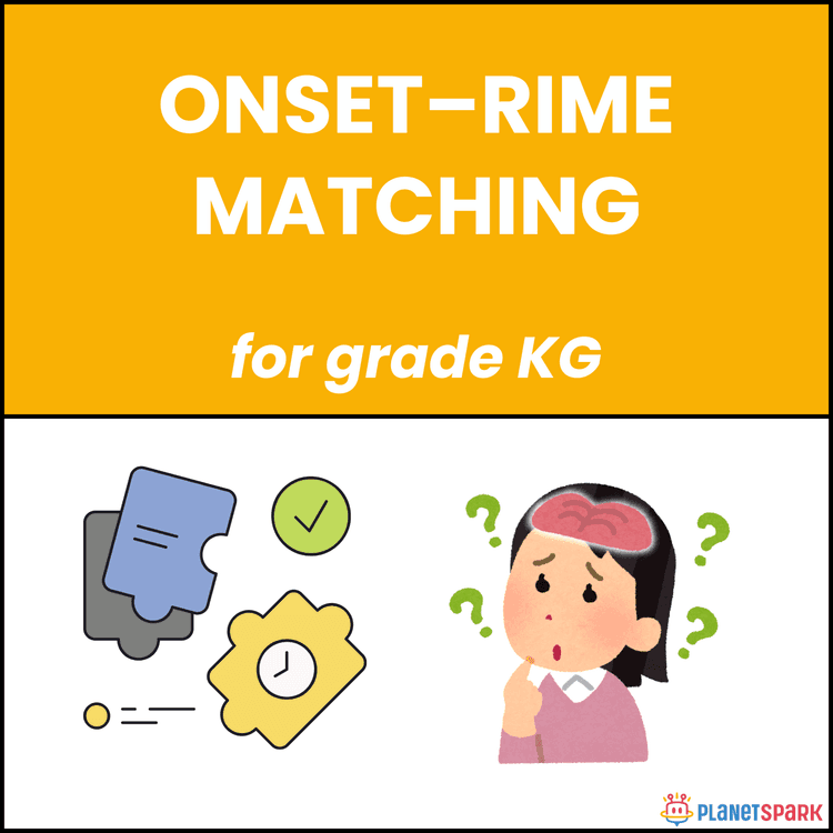 Class KG Worksheet On Onset Rime Matching
