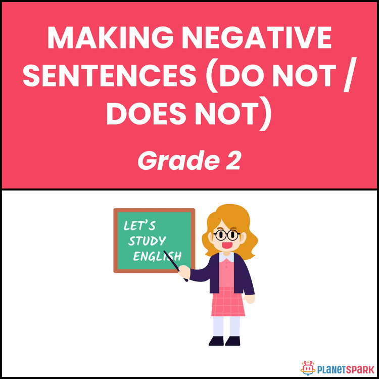 Class 2 Negative Sentences Worksheet on Do/Does Not