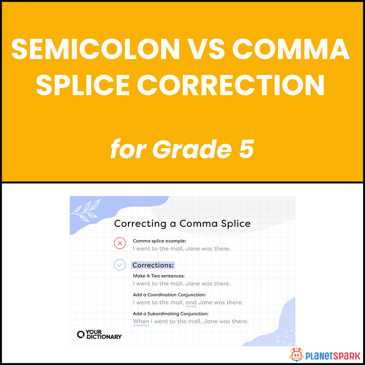 Class 5 Semicolon Comma Splice Grammar Worksheet