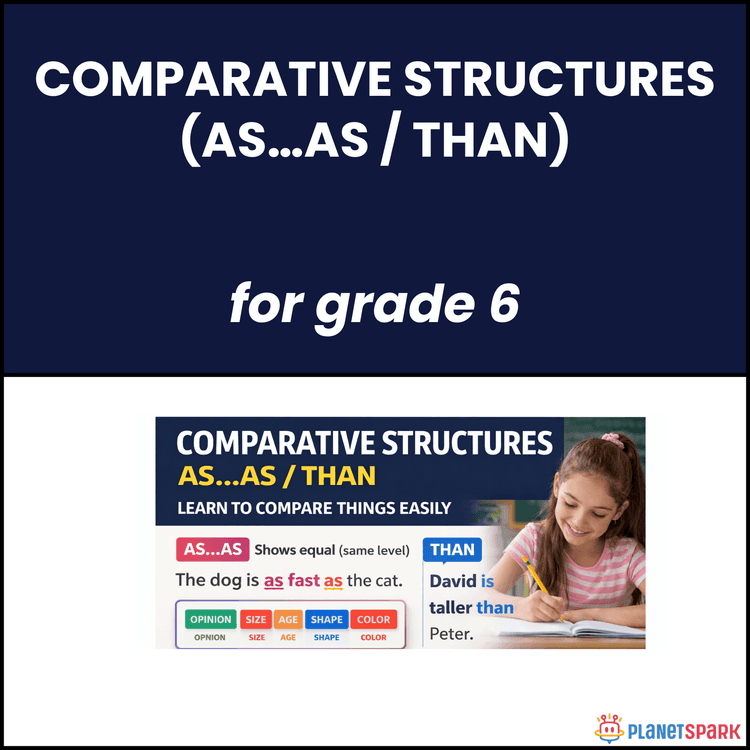 Class 6 English Grammar Worksheet on Comparatives