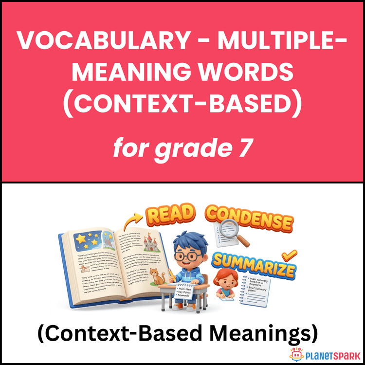 Class 7 Grammar Worksheet on Multiple Meaning
